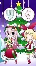 Ladda ner Anime, Girls, New Year, Holidays bilden till mobilen.