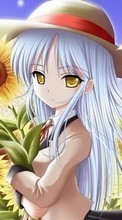 Ladda ner Anime, Girls, Sunflowers bilden till mobilen.
