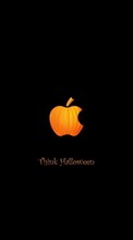 Ladda ner Humor, Holidays, Brands, Logos, Apple, Halloween bilden till mobilen.
