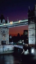 Ladda ner Architecture, Cities, London, Bridges, Night, Landscape, Rivers bilden till mobilen.