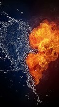 Ladda ner Art, Valentine&#039;s day, Background, Love, Fire, Hearts, Water bilden till mobilen.
