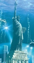 Ladda ner Water, Fantasy, Art, Statue of Liberty bilden 360x640 till mobilen.