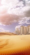 Ladda ner Landscape, Cities, Sky, Art, Desert bilden 240x400 till mobilen.