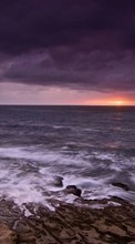 Ladda ner Landscape, Water, Sunset, Sky, Art, Sea, Sun bilden 240x320 till mobilen.