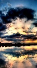 Ladda ner Landscape, Water, Sunset, Sky, Art bilden 240x400 till mobilen.