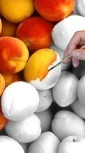 Ladda ner Fruits, Food, Art photo, Peaches bilden 1024x600 till mobilen.