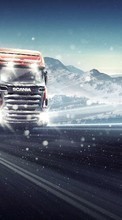 Ladda ner Auto, Roads, Mountains, Trucks, Transport, Winter bilden till mobilen.