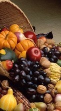 Ladda ner Fruits, Food, Apples, Pears, Grapes, Pumpkin bilden 128x160 till mobilen.