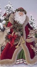Ladda ner Holidays, Winter, New Year, Jack Frost, Santa Claus, Christmas, Xmas, Drawings bilden 320x240 till mobilen.