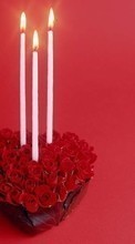 Ladda ner Holidays, Roses, Hearts, Objects, Valentine&#039;s day, Candles, Postcards bilden 320x480 till mobilen.
