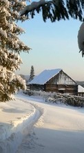Ladda ner Trees, Houses, Landscape, Snow, Winter bilden 1024x768 till mobilen.