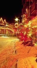 Ladda ner Landscape, Cities, Winter, Trees, New Year, Christmas, Xmas bilden 320x480 till mobilen.