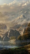 Trees, Mountains, Horses, Landscape, Rivers, Pictures
