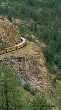 Ladda ner Transport, Landscape, Rivers, Trees, Mountains, Trains bilden till mobilen.