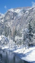 Ladda ner Landscape, Winter, Rivers, Trees, Mountains, Snow bilden 1080x1920 till mobilen.