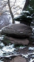 Ladda ner Landscape, Winter, Trees, Stones bilden 1080x1920 till mobilen.