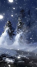 Trees, Night, Landscape, Snow till Samsung E700