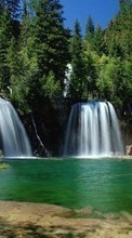 Ladda ner Landscape, Rivers, Trees, Waterfalls bilden 1024x600 till mobilen.