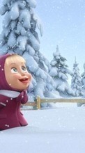 Ladda ner Cartoon, Winter, Children, Snow bilden 1080x1920 till mobilen.