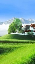 Ladda ner Landscape, Houses, Mountains bilden 1280x800 till mobilen.