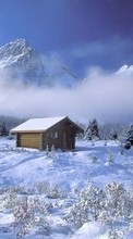 Ladda ner Houses, Mountains, Landscape, Snow, Winter bilden till mobilen.