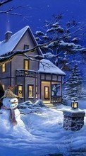 Ladda ner Houses, New Year, Landscape, Pictures, Christmas, Xmas, Snow, Winter bilden 1024x768 till mobilen.