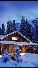 Ladda ner Landscape, Winter, Houses, New Year, Christmas, Xmas bilden 1024x600 till mobilen.