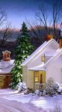 Ladda ner Houses,Landscape,Snow,Winter bilden till mobilen.