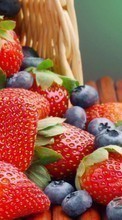 Ladda ner Food, Bilberries, Background, Fruits, Berries, Strawberry bilden till mobilen.
