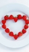 Ladda ner Fruits, Food, Strawberry, Hearts, Love, Valentine&#039;s day, Berries bilden 240x320 till mobilen.