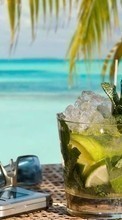 Ladda ner Food, Lemons, Sea, Drinks, Landscape, Beach bilden till mobilen.