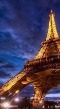 Ladda ner Eiffel Tower, Cities, Night, Paris, Landscape bilden till mobilen.