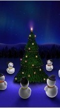 Ladda ner Fir-trees, Background, Snowman, New Year, Holidays bilden till mobilen.