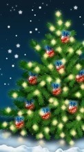 Ladda ner Fir-trees, Background, New Year, Christmas, Xmas, Snow, Winter bilden till mobilen.