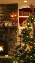Ladda ner Holidays, New Year, Interior, Fir-trees, Christmas, Xmas bilden 320x240 till mobilen.