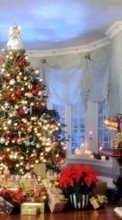 Ladda ner Holidays, New Year, Fir-trees, Christmas, Xmas, Postcards bilden 720x1280 till mobilen.
