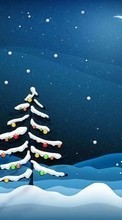 Ladda ner Holidays, Winter, New Year, Fir-trees, Christmas, Xmas, Drawings bilden till mobilen.