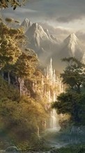 Ladda ner Fantasy, Mountains, Landscape, Castles bilden till mobilen.