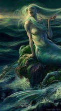 Ladda ner Fantasy, Sea, Mermaids, Drawings bilden 540x960 till mobilen.