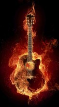 Ladda ner Music, Fire, Guitars bilden 320x480 till mobilen.