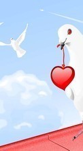 Ladda ner Pigeons, Sky, Birds, Pictures, Hearts bilden till mobilen.