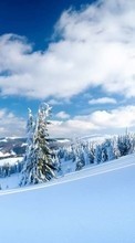 Ladda ner Mountains, Sky, Clouds, Landscape, Snow, Winter bilden till mobilen.