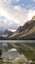 Ladda ner Landscape, Water, Sky, Mountains bilden 1024x600 till mobilen.