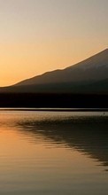 Ladda ner Landscape, Sunset, Mountains, Sun, Lakes bilden 128x160 till mobilen.