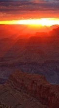 Ladda ner Landscape, Sunset, Mountains, Sun bilden 1280x800 till mobilen.