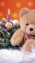 Ladda ner Holidays, New Year, Toys, Objects, Bears, Christmas, Xmas, Candles bilden 540x960 till mobilen.