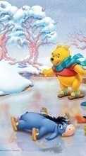 Ladda ner Cartoon, Winter, ice, Snow, Drawings, Winnie the Pooh bilden 1080x1920 till mobilen.