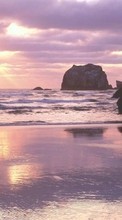 Ladda ner Landscape, Water, Sunset, Stones, Sea, Sun, Beach bilden 1024x600 till mobilen.