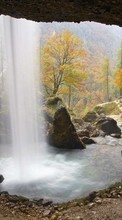 Ladda ner Landscape, Water, Stones, Waterfalls bilden 320x240 till mobilen.