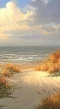 Ladda ner Landscape, Sea, Beach, Paintings bilden till mobilen.